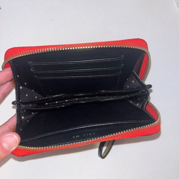 Stella & Dot Wild Hearts Tech Clutch Red Gold Zipper Wallet Abstract Zip Around - Picture 7 of 11